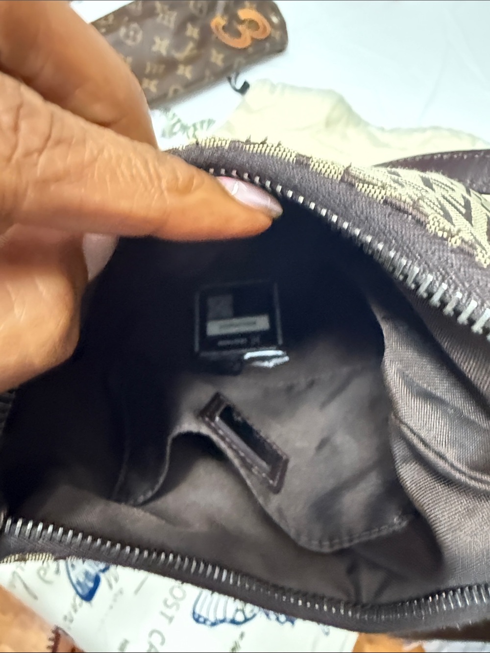 Fendi Tan & Brown FF Canvas Mini Shoulder Bag - Picture 8 of 8
